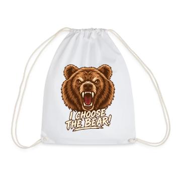 Wilder Bär I CHOOSE THE BEAR - Turnbeutel - Weiß - Vorne