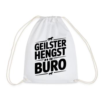 Geiler Hengst im Büro Bürosprüche Mann Lustig Fun - Turnbeutel - Weiß - Vorne