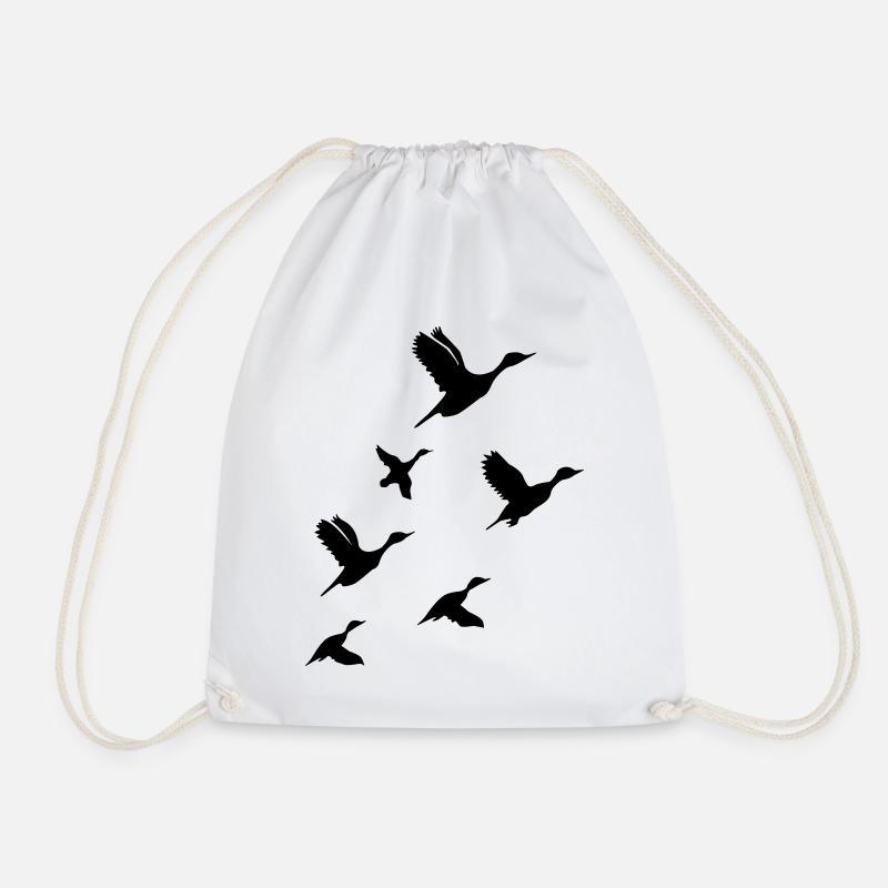 Flying Ducks - Drawstring Bag - white