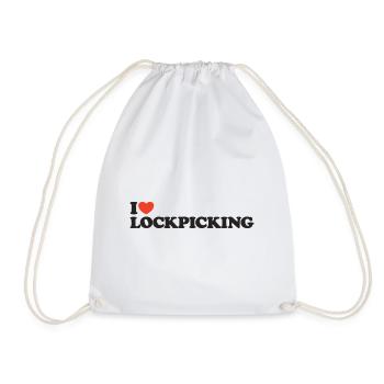 I love Lockpicking Herz Shirt - Turnbeutel - Weiß - Vorne