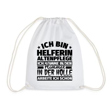 Helferin Altenpflege Geschenk lustig Himmel Hölle - Turnbeutel - Weiß - Vorne