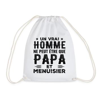A Real Man Is Just a Dad and a Carpenter - Drawstring Bag - white - Front