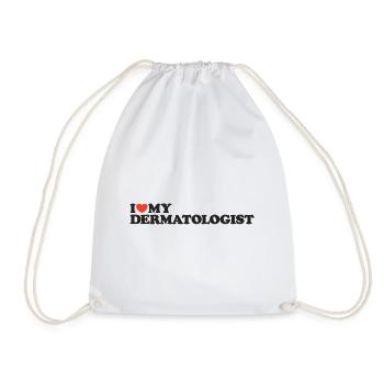 I love my Dermatologist Heart Shirt - Drawstring Bag - white - Front