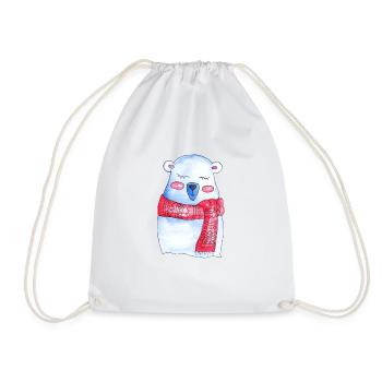 Winter Bear / Snow Bear - X Mas & Christmas print - Drawstring Bag - white - Front