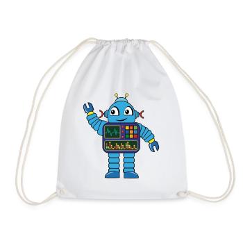 Petit robot bleu - Sac de sport léger - blanc - Devant