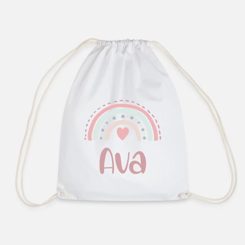 Ava Name Rainbow - Drawstring Bag - white