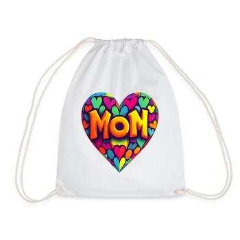 Mother's Day Heart Colorful - Drawstring Bag - white - Front
