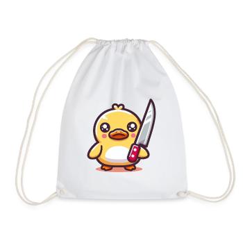 duck with knife - Drawstring Bag - white - Front