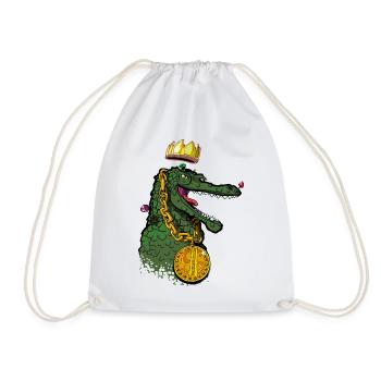 Crocodile avec chaine et couronne - Sac de sport léger - blanc - Devant