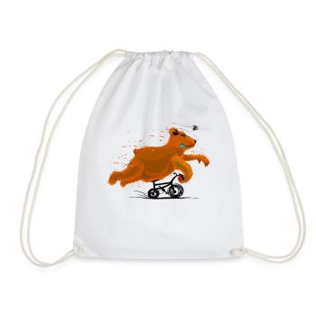 Cooler Bär radelt sein kleinen Fahrrad. - Turnbeutel - Weiß - Vorne