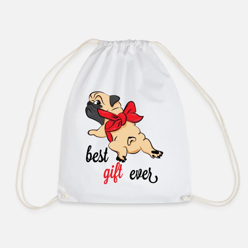 Süßer Mops als Geschenk Geschenkidee Möpse Hunde - Turnbeutel - Weiß