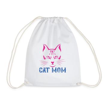 Cat Mom Cat Face Cats Cat Mom Mum Mum - Drawstring Bag - white - Front