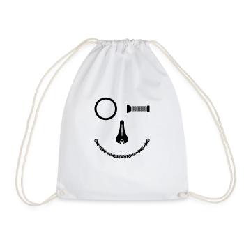 Funny Mountain Bike Cyclist Gift Smile MTB - Drawstring Bag - white - Front