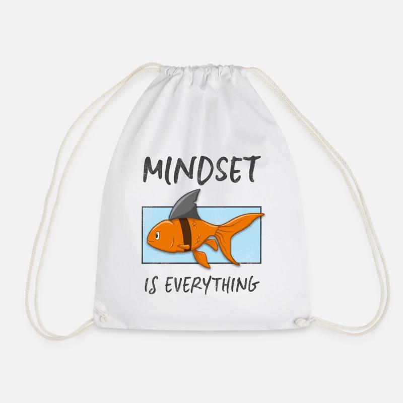 Mindset Hai Goldfisch Einstellung ist alles - Turnbeutel - Weiß