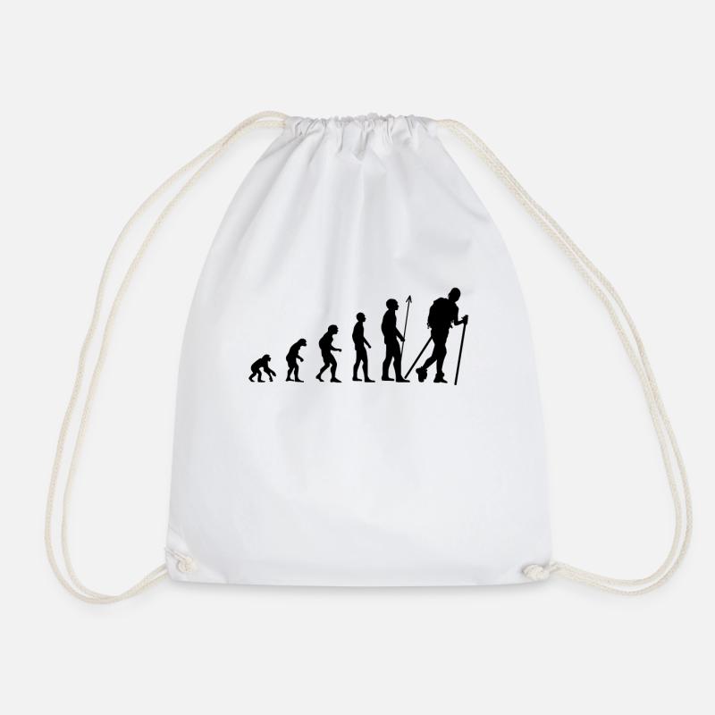 Hiking: The Final Stage of Evolution - Drawstring Bag - white