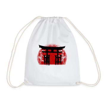 Japanese Torii Japan Samurai - Drawstring Bag - white - Front