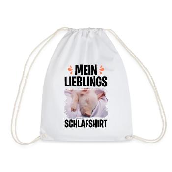 Mein lieblings Schlafshirt Teacup Schwein Minischw - Turnbeutel - Weiß - Vorne