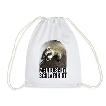 Mein kuschel Schlafshirt Affee Waschbär - Turnbeutel - Weiß - Vorne