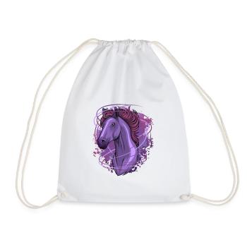 Cadeau pour les filles avec des chevaux motif -équitation Pony - Sac de sport léger - blanc - Devant