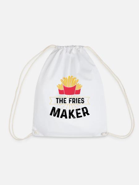 Pommes Frittes Macher Grillen Papa BBQ Fritten - Turnbeutel - Weiß