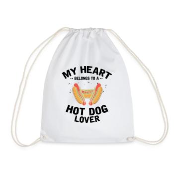My Heart Belongs to Hot Dog Lover Gift - Drawstring Bag - white - Front