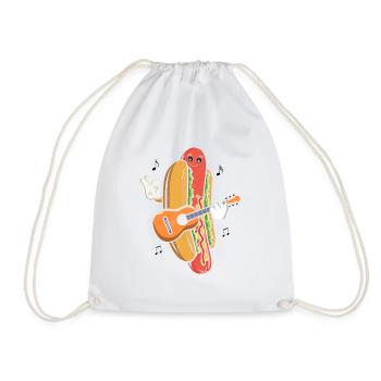Bodybuilding Hot Dog Fitness Workout Gym - Drawstring Bag - white - Front