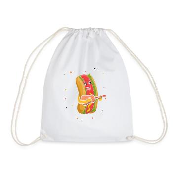 Guitarist Guitar Hot Dog Musician Guitar Hotdog - Drawstring Bag - white - Front