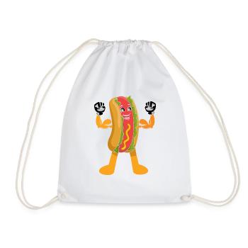 Hot Dog Bodybuilding Fitness Gym Gift - Drawstring Bag - white - Front