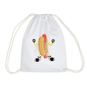 Hot Dog Bodybuilding Fitness Gym Gift - Drawstring Bag - white - Front