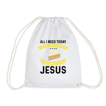 Jesus and Sandwich God Christ Christian - Drawstring Bag - white - Front