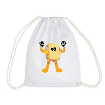 Sandwich Bodybuilding Fitness Gym Gift - Drawstring Bag - white - Front
