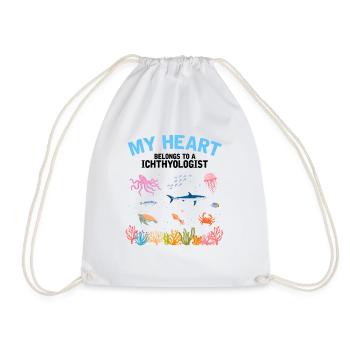 Heart belongs to ichthyologist marine biologist sea - Drawstring Bag - white - Front