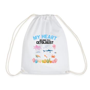 Heart belongs cetologist cetologist marine biologist - Drawstring Bag - white - Front