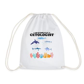 Official Cetologist Cetology Marine Biologist Sea - Drawstring Bag - white - Front