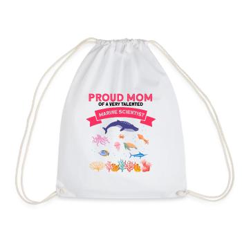 Proud Mom Marine Biologist Marine Biology Sea - Drawstring Bag - white - Front