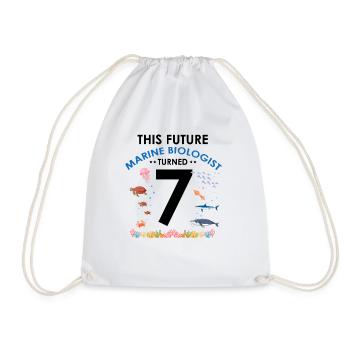 Marine Biology Birthday Party 7 Years Seven - Drawstring Bag - white - Front