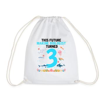 Marine Biology Birthday Party Birthday 3 Three - Drawstring Bag - white - Front