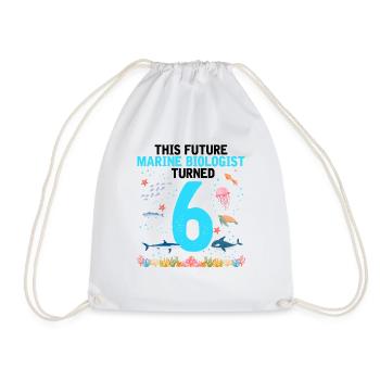 Marine Biology Birthday Party Birthday 6 - Drawstring Bag - white - Front