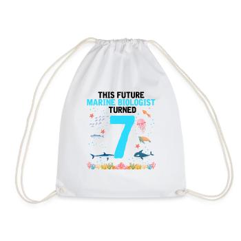 Marine Biology Birthday Party 7 Years Seven - Drawstring Bag - white - Front