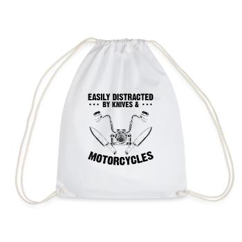 Knives and Motorcycles Knife Collectors Bikers - Drawstring Bag - white - Front