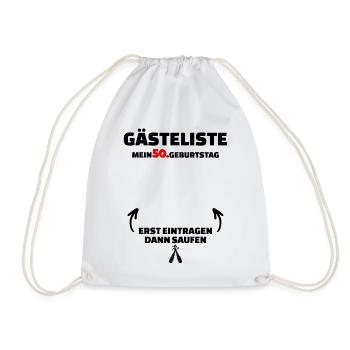 Happy Birthday 50. Geburtstag B-Day Gästeliste - Turnbeutel - Weiß - Vorne