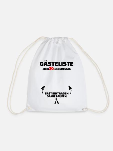 Happy Birthday 30. Geburtstag B-Day Gästeliste - Turnbeutel - Weiß