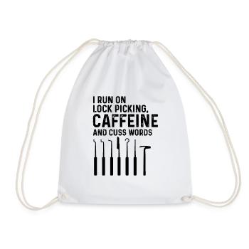Lock picking coffee and swear words design - Drawstring Bag - white - Front