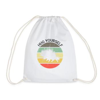 Porcupine Designs for Hedgehog Porcupine Fan - Drawstring Bag - white - Front
