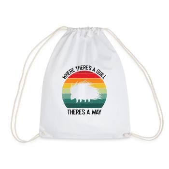 Porcupine Designs for Hedgehog Porcupine Fan - Drawstring Bag - white - Front