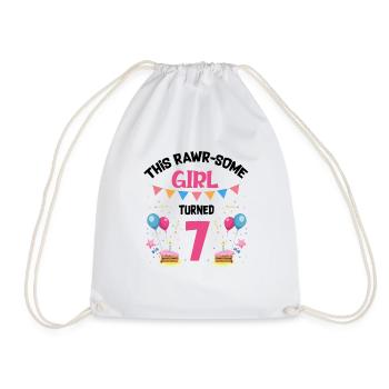 Parasaurolophus Girls Design Birthday Party - Drawstring Bag - white - Front