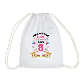 Parasaurolophus Design Birthday Party - Drawstring Bag - white - Front
