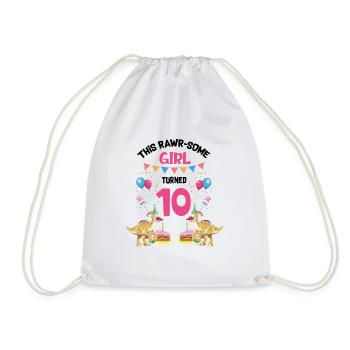 Parasaurolophus Girls Design Birthday Party - Drawstring Bag - white - Front
