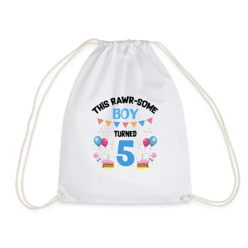 Parasaurolophus Boys Design Birthday Party - Drawstring Bag - white - Front