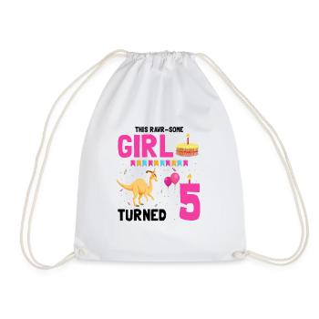 Parasaurolophus Boys Design Birthday Party - Drawstring Bag - white - Front